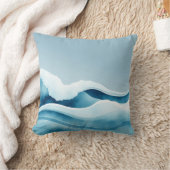 Watercolor Ocean Waves クッション (ブランケット)