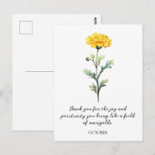 WATERCOLOR OCTOBER MARIGOLD BIRTH FLOWER POSTCARD ポストカード (正面/裏面)