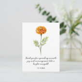 WATERCOLOR OCTOBER MARIGOLD BIRTH FLOWER POSTCARD ポストカード (スタンド正面)