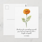 WATERCOLOR OCTOBER MARIGOLD BIRTH FLOWER POSTCARD ポストカード (正面/裏面)