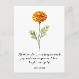 WATERCOLOR OCTOBER MARIGOLD BIRTH FLOWER POSTCARD ポストカード