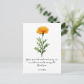 WATERCOLOR OCTOBER MARIGOLD BIRTH FLOWER POSTCARD ポストカード (スタンド正面)