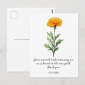 WATERCOLOR OCTOBER MARIGOLD BIRTH FLOWER POSTCARD ポストカード (正面/裏面)