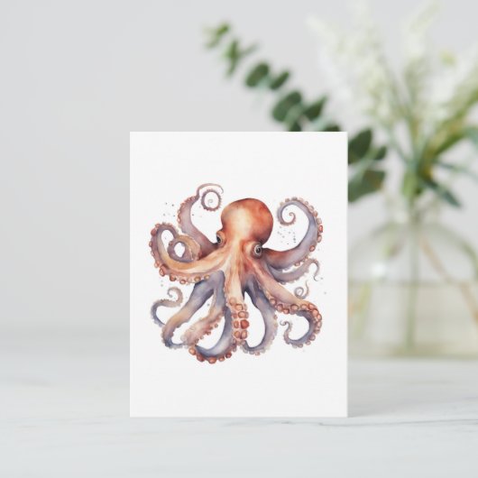 Watercolor Octopus ポストカード (スタンド正面)
