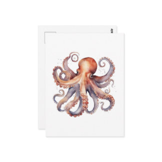 Watercolor Octopus ポストカード