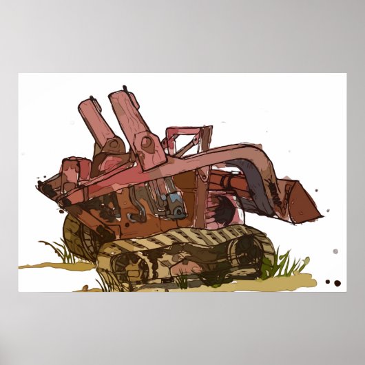 Watercolor of a orange cat tracked logger ポスター (正面)
