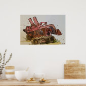 Watercolor of a orange cat tracked logger ポスター (キッチン)