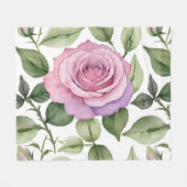 Watercolor Of Pink And Lavender Roses フリースブランケット (正面(横))