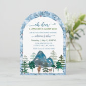 Watercolor oh deer baby boy shower invitations 招待状 (スタンド正面)