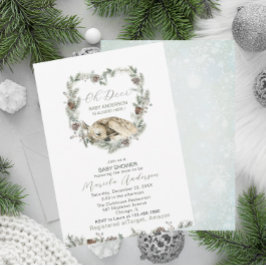  Watercolor Oh Deer Baby Shower  招待状