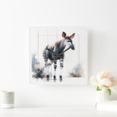 Watercolor Okapi AREF285 - Watercolor スクエア壁時計 (ホーム)