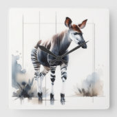 Watercolor Okapi AREF285 - Watercolor スクエア壁時計 (正面)