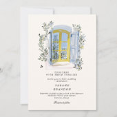 Watercolor Olive Blue tile Greece Wedding  Invitat 招待状 (正面)