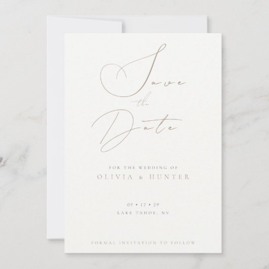 Watercolor Olive Branch Wedding Save the Date Card 招待状 (正面)