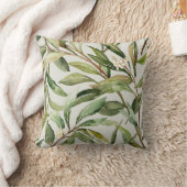 Watercolor Olive Branches Botanical クッション (ブランケット)