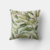 Watercolor Olive Branches Botanical クッション (裏面)