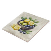 Watercolor Olives Lemons Limes Faux Texture  タイル (側面)