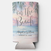 Watercolor On The Beach Wedding スリム缶クーラー (裏面)