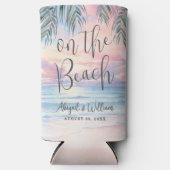 Watercolor On The Beach Wedding スリム缶クーラー (正面)