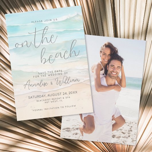 Watercolor On The Beach Wedding セーブザデート
