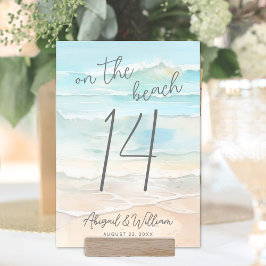 Watercolor On The Beach Wedding テーブルナンバー