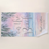 Watercolor On The Beach Wedding ビーチタオル (正面)