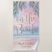 Watercolor On The Beach Wedding ビーチタオル (正面)
