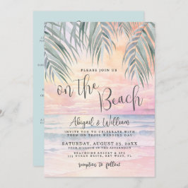 Watercolor On The Beach Wedding All In One 招待状