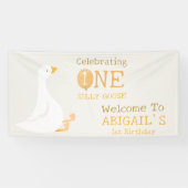 Watercolor One Silly Goose 1st Birthday Welcome 横断幕 (横)