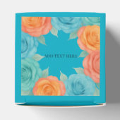Watercolor Orange and Teal Roses Wedding フェイバーボックス (上部)