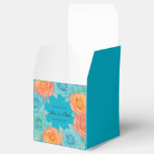 Watercolor Orange and Teal Roses Wedding フェイバーボックス (オープン)