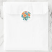 Watercolor Orange and Teal Roses Wedding ラウンドシール (バッグ)