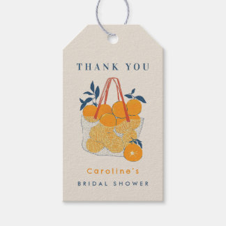 Watercolor Orange Citrus Bridal Branch Thank You ギフトタグ