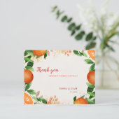 Watercolor Orange Fruit Citrus   Wedding Thank You ポストカード (スタンド正面)
