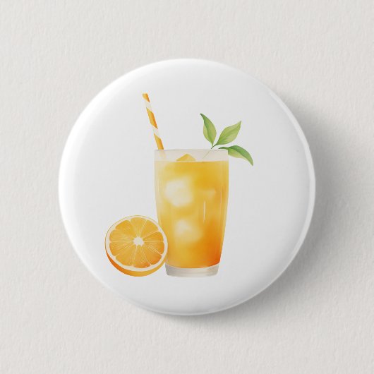 Watercolor Orange Juice 缶バッジ (正面)