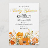 Watercolor Orange Poppies 招待状 (正面)