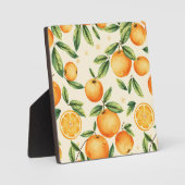 Watercolor Oranges Citrus Pattern フォトプラーク (正面)