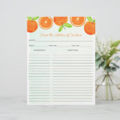 Watercolor Oranges Double Recipe Binder Insert (スタンド正面)