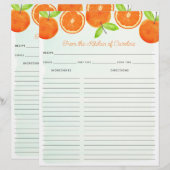 Watercolor Oranges Double Recipe Binder Insert (正面/裏面)