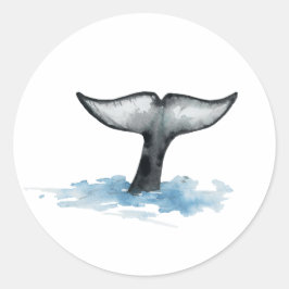Watercolor Orca Tail Flukes stickers ラウンドシール
