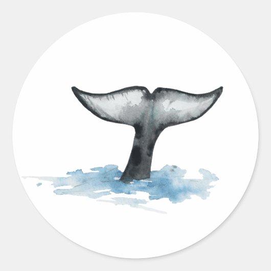 Watercolor Orca Tail Flukes stickers ラウンドシール (正面)