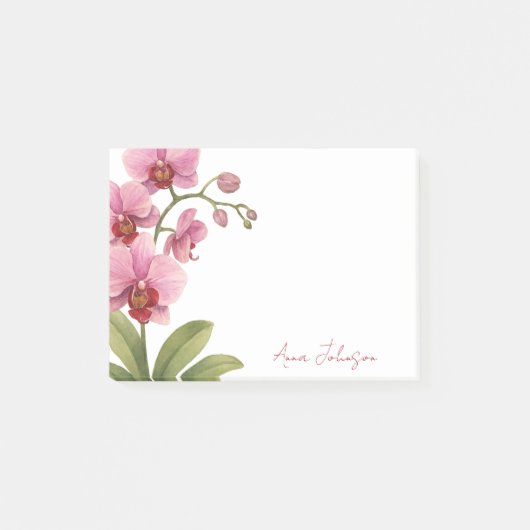 Watercolor Orchid Personalized Post-it Notes ポストイット (正面)