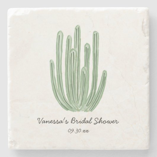 Watercolor Organ Pipe Cactus Bridal Shower ストーンコースター (正面)