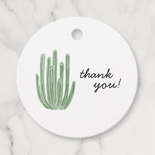 Watercolor Organ Pipe Cactus Bridal Shower フェイバータグ (正面)