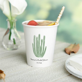 Watercolor Organ Pipe Cactus Bridal Shower 紙コップ