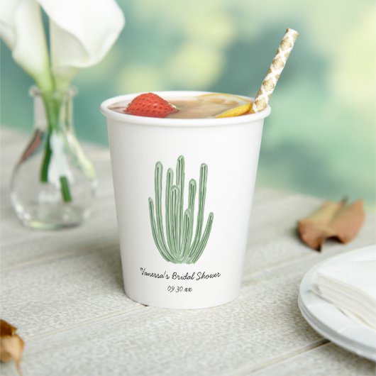 Watercolor Organ Pipe Cactus Bridal Shower 紙コップ (インサイチュ)