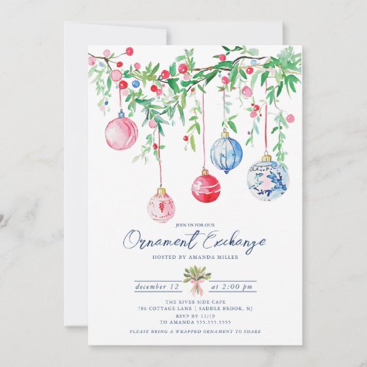 Watercolor Ornament Exchange Invitation 招待状 (正面)