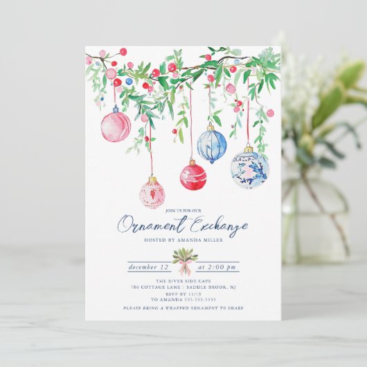 Watercolor Ornament Exchange Invitation 招待状 (スタンド正面)