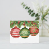 Watercolor Ornaments Pine Boughs Christmas シーズンカード (スタンド正面)