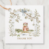 Watercolor Owl Arch Baby Shower Thank You フェイバータグ (正面)